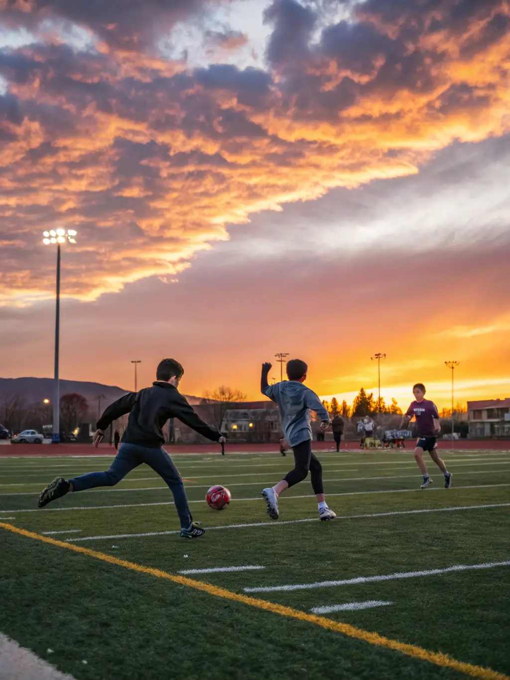 A dynamic shot of students participating in a soccer match during the InterENS competition, showcasing teamwork and athletic skill.